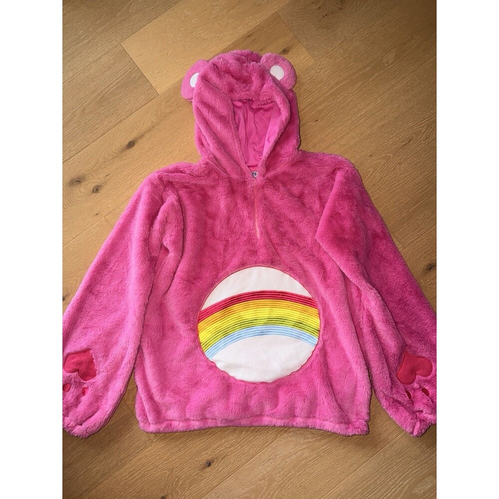 Care Bears Pink Furry Jacket or Costume Women’s Size Medium Hoodie Cheer Bear